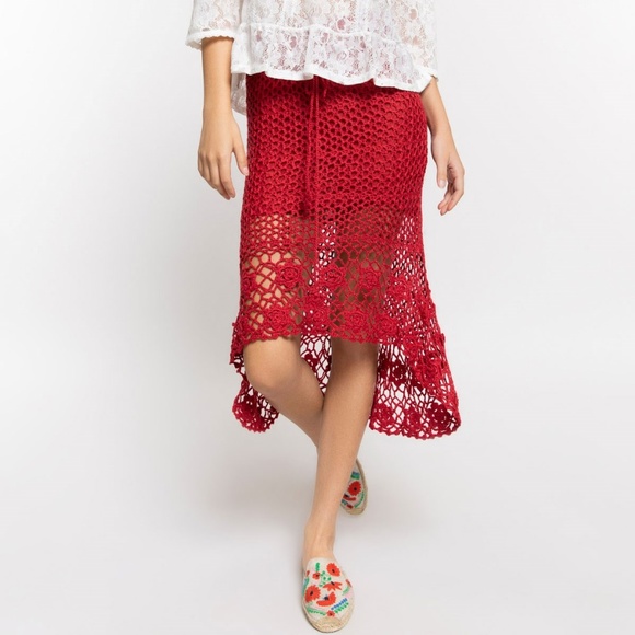 POL Dresses & Skirts - NIP POL Clothing Red High Low Crochet High Low Skirt Womens